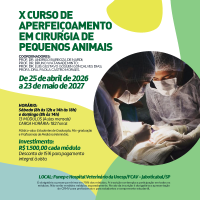 X CURSO DE APERFEIÇOAMENTO EM CIRURGIA DE PEQUENOS ANIMAIS