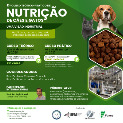 13º CURSO TEÓRICO-PRÁTICO DE NUTRIÇÃO DE CÃES E GATOS