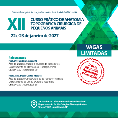 XII CURSO PRÁTICO DE ANATOMIA TOPOGRÁFICA CIRÚRGICA DE PEQUENOS ANIMAIS